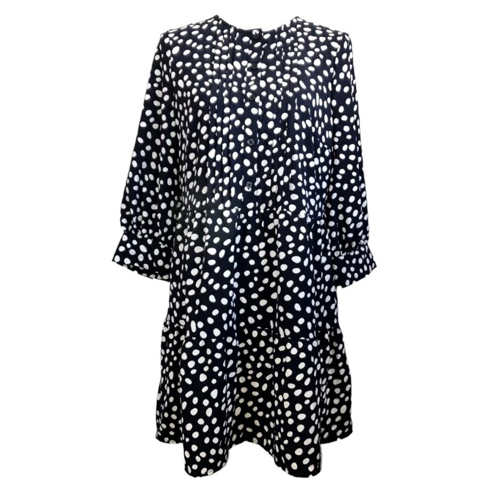 Who What Wear Black White Polka Dot Tiered Dress Small New